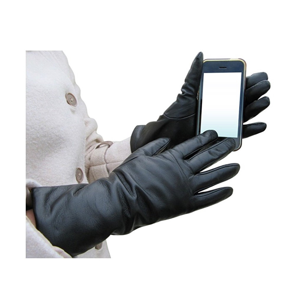 FOWNES Leather Touchscreen Gloves Cashmere Lining